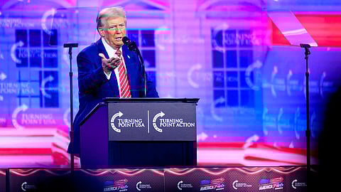 US President-elect Donald Trump speaks during Turning Point's annual AmericaFest 2024 in Phoenix, Arizona, on December 22, 2024.