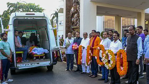 Party leaders pays floral tribute to the deceased former MLA Bijay Mohanty who had passed away Capital Hospital in Bhubaneswar on Sunday.