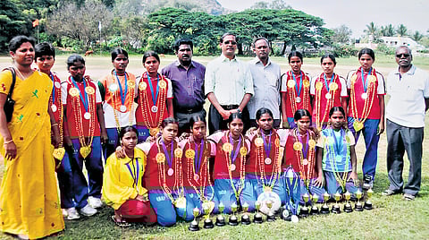 Mariappan with a new batch of students at a training centre in Uchimedu