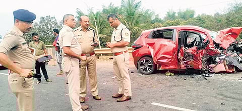 The mangled remains of the car after the collision on Wednesday | Express