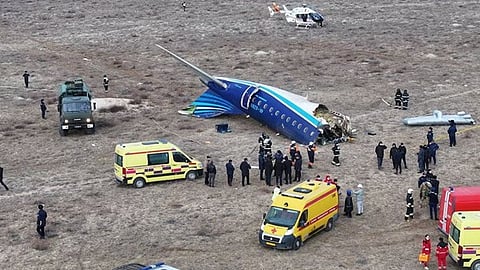 Azerbaijan Airlines plane crash site near Kazakhstan's Aktau