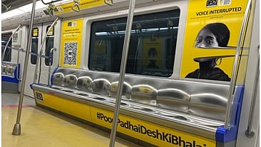Posters and branding in metro trains