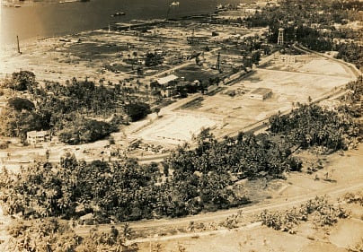 An aerial view of the site acquired for the construction of the Cochin Shipyard
