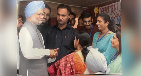 Former Prime Minister Manmohan Singh interacted with students when he visited Panjab University to participate in the first SB Rangnekar Memorial Lecture event in 2018.