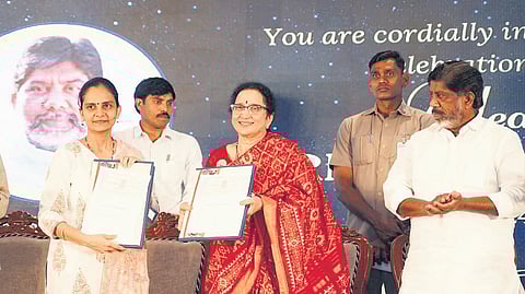 Deputy Chief Minister Mallu Bhatti Vikramarka at the ALEAP foundation day celebrations in Hyderabad on Saturday