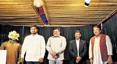 Law Minister Prithiviraj Harichandan, Forest & Environment Minister Ganesh Ram Singhkhuntia and Sports Minister Suryabanshi Suraj at an event of Bakul Foundation
