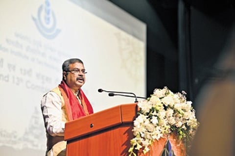 Union minister Dharmendra Pradhan addressing the IIT-BBS convocation