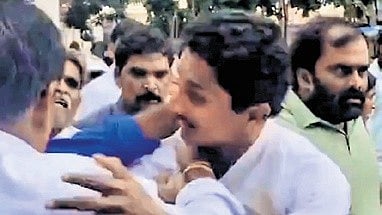 Videograb of Jawahar Babu being attacked.