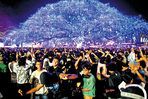 The crowd gathered at the Pappanji burning venue at Veli ground on Monday evening.