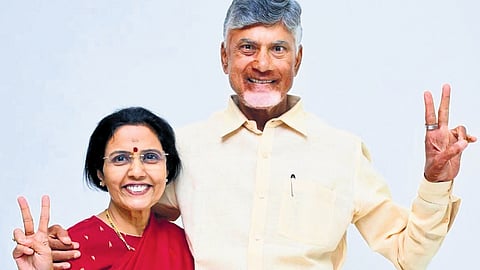 Chief Minister N Chandrababu and his wife.