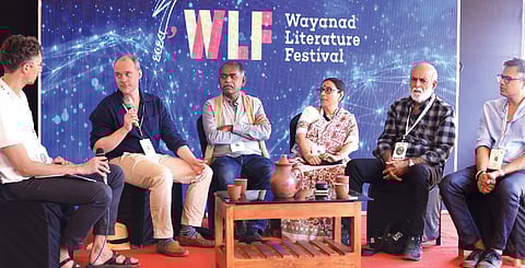 From left: Journalists Roman Goutam, Peter Martell, A S Panneerselvan, Santwana Bhattacharya, Sashi Kumar and Vignesh Vellore