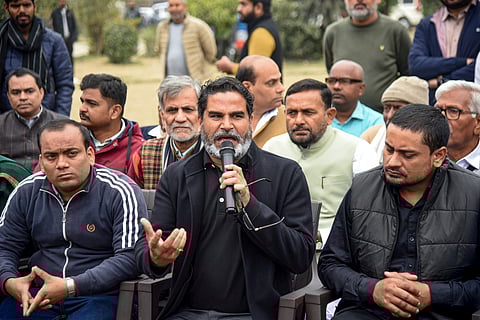 Jan Suraaj chief Prashant Kishor addresses a press conference, in Patna, Monday, Dec. 30, 2024.