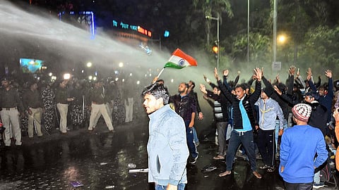 Police used water cannons to disperse the BPSC aspirants protesting the demand for a re-exam for the 70th BPSC prelims.