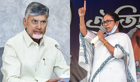 Andhra Pradesh Chief Minister Chandrababu Naidu and West Bengal Chief Minister Mamata Banerjee.