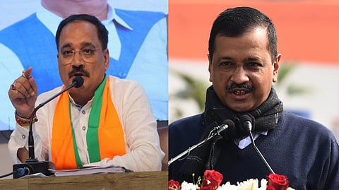BJP chief Virendra Sachdeva, AAP cheif Arvind Kejriwal
