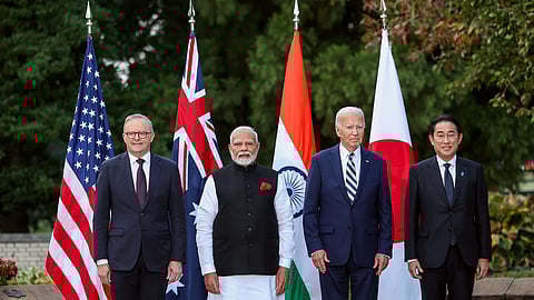 (L to R) Australian PM Anthony Albanese, PM Narendra Modi, US President Joe Biden, and Japanese PM Fumio Kishida pose during the 2024 Quad Summit in Wilmington, Delaware, USA, Sept. 22, 2024.