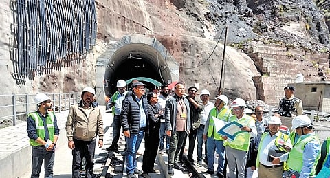 Northern Railways officials and project authorities inspect work of Tunnel T-33