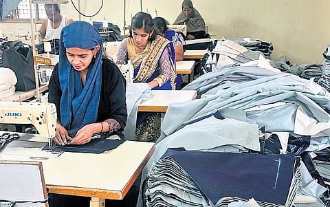 Workers at a jeans unit in Ballari