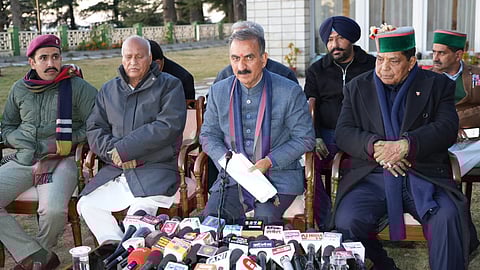 Himachal Pradesh CM Sukhvinder Singh Sukhu with other members of the Cabinet.