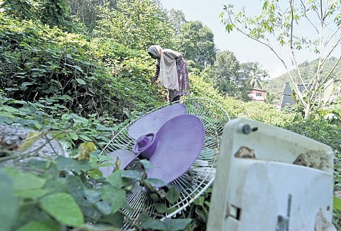 Thameema Thasni at the site where her house once stood in Pullampara