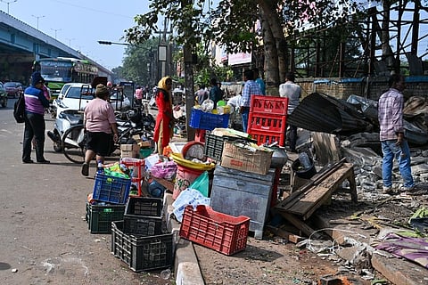 Encroachment alongside National Highway at Vani Vihar in Bhubaneswar