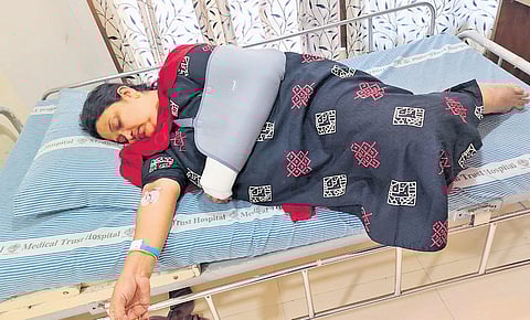 Bindu Joseph, who was injured seriously inside the venue at Marine Drive, recuperating after surgery at a city hospital on Thursday