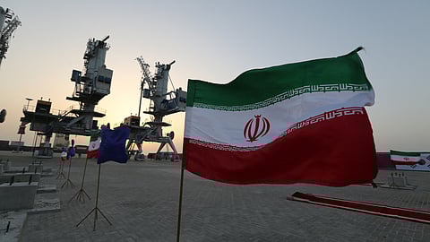 Iranian flags flutter during an inauguration ceremony for new equipment and infrastructure on February 25, 2019 at the Shahid Beheshti Port in the southeastern Iranian coastal city of Chabahar, on the Gulf of Oman.