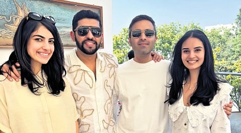 Neha and Ankur Dhingra with Akshay and Sakshi Dev