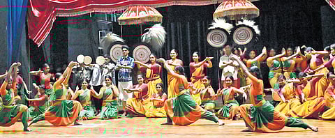Students rehearse a dance recital for the inaugural ceremony of the State School Arts Festival
