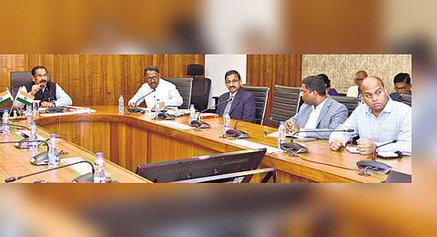 Chief Secretary K Vijayanand held a review meeting with officials on Friday.