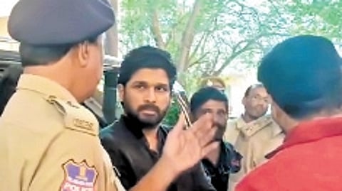 Actor Allu Arjun at the Nampally court on Saturday
