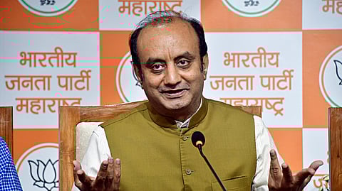 BJP National Spokesperson and Rajya Sabha MP Sudhanshu Trivedi addresses a press conference.