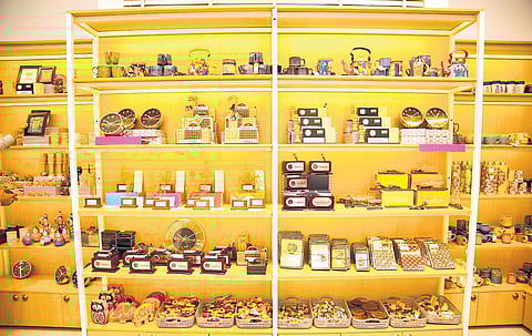 Different products for sale on display at Mitti Cafe