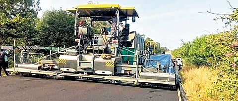 Road works in progress along the 35-km stretch of NH44 beyond Bengaluru airport junction.