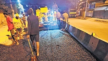 Ongoing road works on Major Sandeep Unnikrishnan Road.