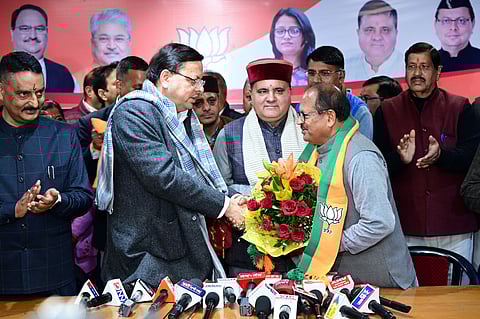 Chief Minister Pushkar Singh Dhami and Pradesh BJP president Mahendra Bhatt welcomed Congress state unit vice-president Mathura Dutt Joshi and other leaders