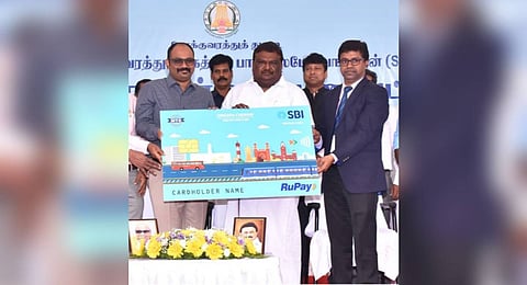 Transport Minister S S Sivasankar launching the ‘Singara Chennai’ smart card