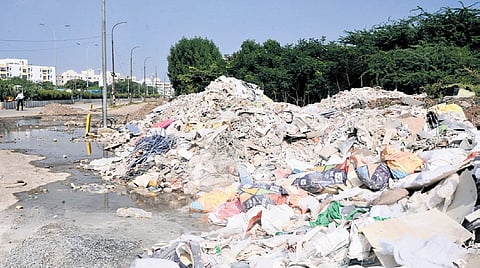 A picture of debris near Perungudi-Velachery MRTS road taken last week