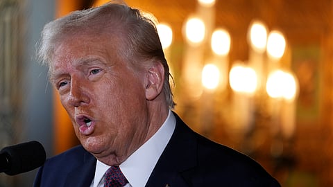 President-elect Donald Trump speaks during a news conference at Mar-a-Lago, Tuesday, Jan. 7, 2024, in Palm Beach.