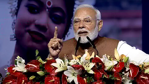Prime Minister Narendra Modi addresses the gathering during the inauguration of the 'Pravasi Bharatiya Divas' convention in Bhubaneswar, Odisha, Thursday, Jan. 9, 2025.