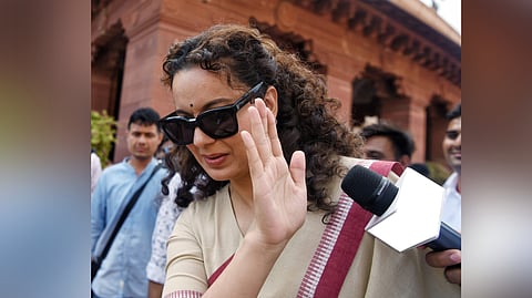 Actor and BJP MP Kangana Ranaut at the Parliament House in New Delhi.
