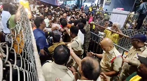 A stampede occurred at Vishnu Nivasam during the distribution of Tirumala Srivari Vaikuntha Dwara Darshan tokens in Tirupati on Wednesday.