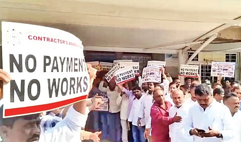 Protesting against the delay in the release of payments for works carried out, two contractors attempted to self immolate outside the GHMC.