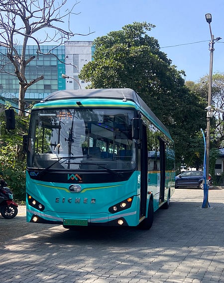An e-feeder bus of the Kochi Metro