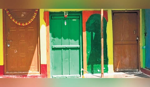 Locked houses in Heggawadipura village in Chamarajanagar district of Karnataka.