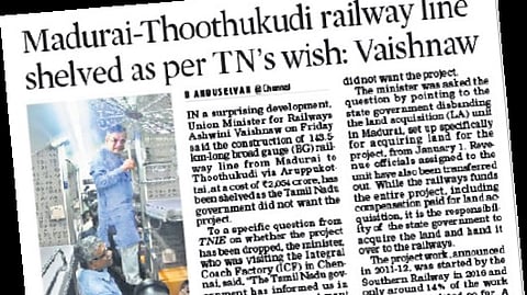 A screen grab of the report that appeared in TNIE edition dated January 12 (Saturday)