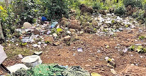 Waste materials scattered on Deomali hill-top
