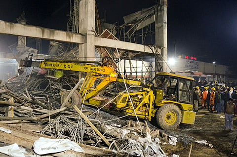 Rescue operation underway after an under-construction building collapsed at the Kannauj railway station, trapping around two dozen workers.