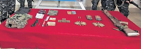 The arms and ammunition of Maoists recovered by DVF