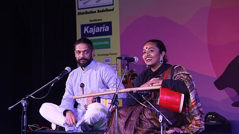 Folk storytellers Shilpa and Aditya Kothakota presented the story of Renuka, Mother of Parshuram.